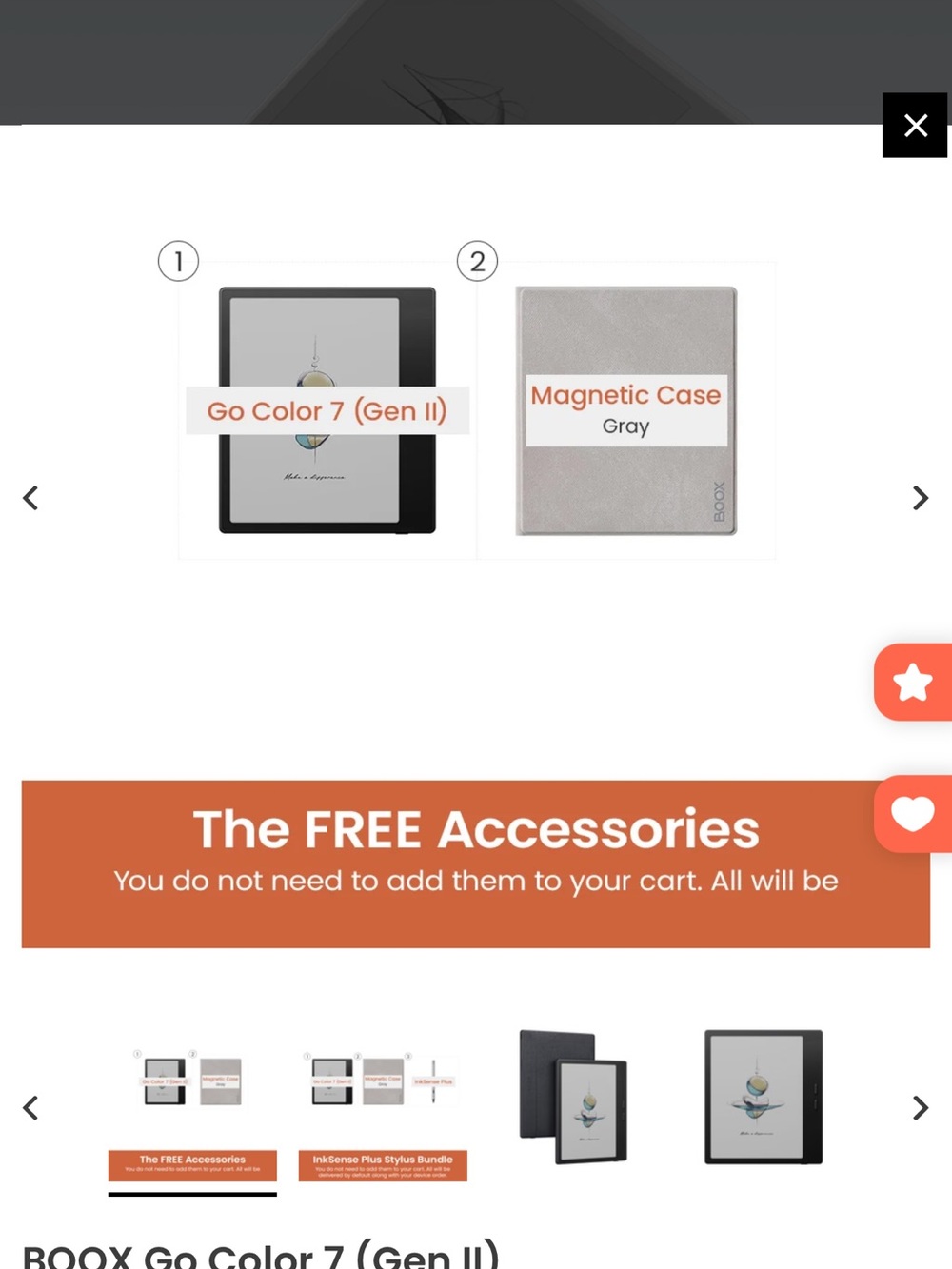 Go Color 7 (Gen II) E-Reader with Gray Magnetic Case